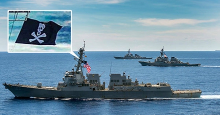 国内媒体很快出面澄清,美国海军悬挂海盗旗只是一个古怪的"过赤道仪式