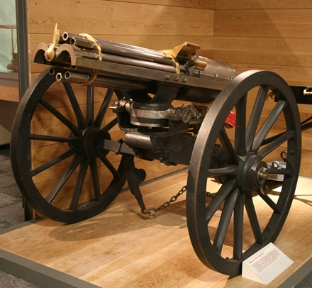 1865年生产的加特林机枪，存放在英国的一家博物馆