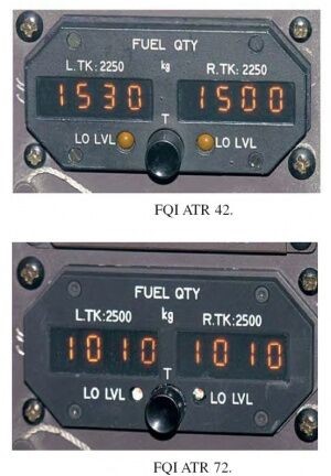 上图为ATR42油量指示器，下图为ATR72油量显示器，长得还真是很像