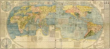 利玛窦1602年的世界地图《坤舆万国全图》