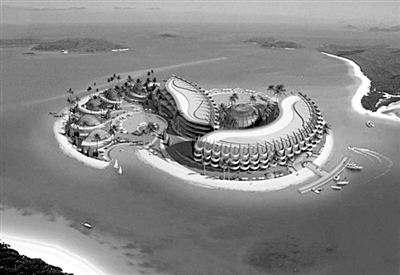 位于阿联酋迪拜沿岸的“世界岛”效果图。