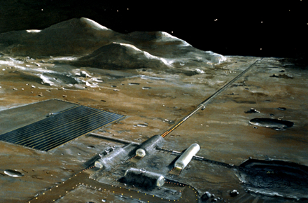 画家绘制的设置在月球上质量投射器想像图
